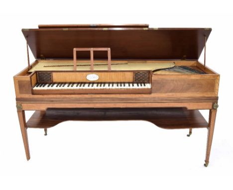 Square piano by Longman &amp; Broderip, London, circa 1795, the case veneered with walnut, with wide multiple decorative stri