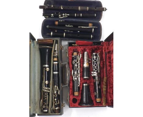 Boosey &amp; Hawkes Regent clarinet, cased; also a Kohlert &amp; Sons blackwood flute, case, another unnamed clarinet, piccol