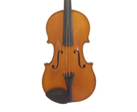 French violin labelled F. Breton, Brevete de S.M.G...., also stamped Breton on the button, 14 1/4", 36.20cm