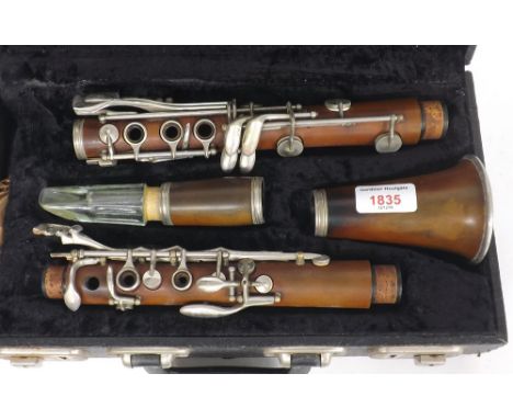Old ebonite clarinet with Selmer glass mouthpiece, case