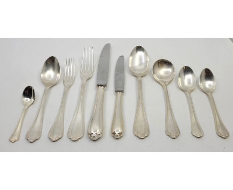 An Ercuis silver plated plated "Sully" pattern part flatware service for fourteen, to include: 13 x table spoons, 13 x dinner