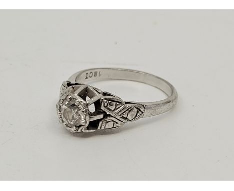 An 18ct. white gold single stone diamond ring, set round brilliant cut diamond (EDW 0.50 carats), size UK L 1/2. (gross weigh