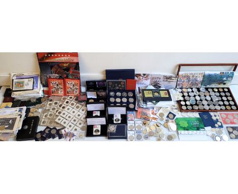 A very large collection of coins, medallic first day covers and others, to include: silver plated crown size commemoratives, 