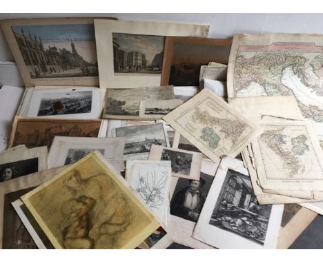 A large collection of prints to include architectural prints and maps (qty) (a/f)