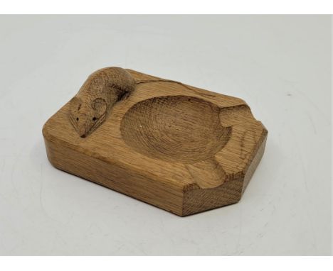 A Robert " Mouseman" Thompson oak ashtray, 10.4cm x 7.6cm.