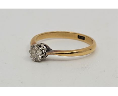 An 18ct gold diamond solitaire ring, set single round brilliant cut diamond (EDW 0.30 carats), size UK U. (gross weight 3.5g)