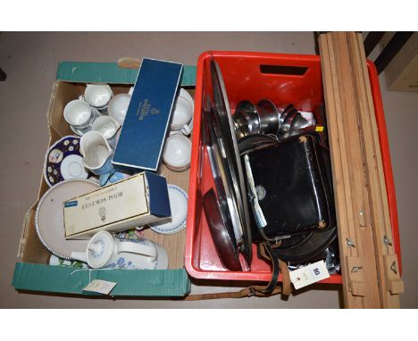 A wooden brass artist's easel, by Malmers; a Canon reflex zoom 8 cine camera; together with a collection of miscellaneous sta