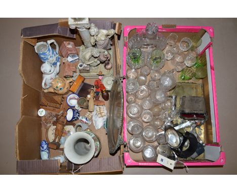 A Cantonese Famille Rose vase; a Royal Dux table lamp; an Atkin Bros. of Sheffield, silver plated tray; other ceramics; and m