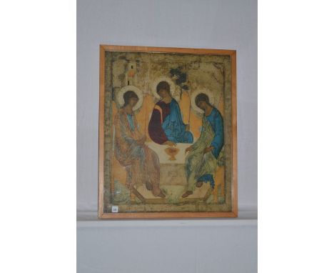 A colour print, after Andrei Rublev - "The Old Testament Trinity".