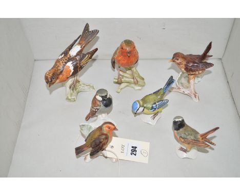 Seven bird ornaments by Goebel.