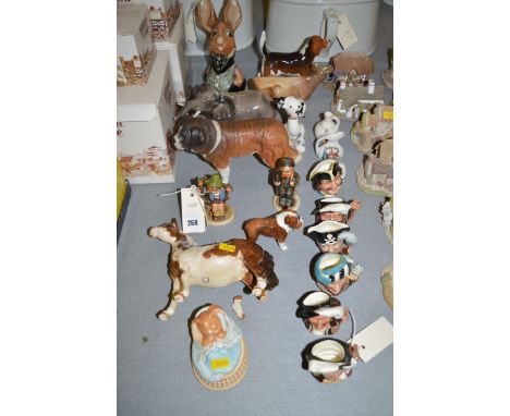 Five Beswick animals: Wendover Billy; Newton Tinkle; Corna-Garth Stroller; Bosun; and a model of an elephant; together with s