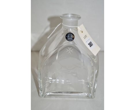 A Mdina crystal decanter engraved with an eagles head (no stopper).