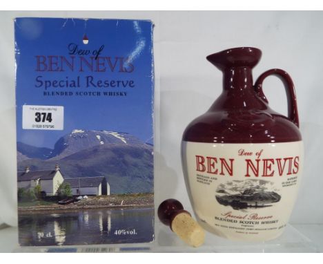 Dew of Ben Nevis Special Reserve blended Scotch whisky, Fort William, in sealed ceramic decanter with stopper, in picture car