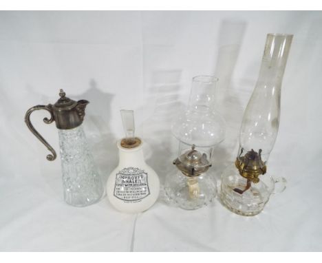 Two glass oil / paraffin lamps, ceramic improved inhaler and similar (4)