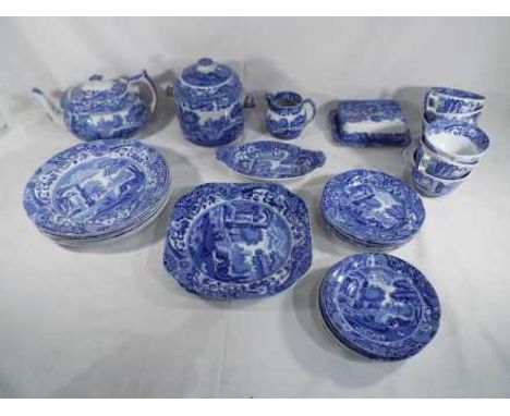 A quantity of Copeland Spode blue and white ware to include plates, side plates, cups, saucers, tea pot and similar Est £30 -