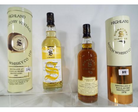 Signatory Vintage single Highland malt Scotch whisky, two bottles comprising Convalmore Distillery vintage 1981 distilled 18t