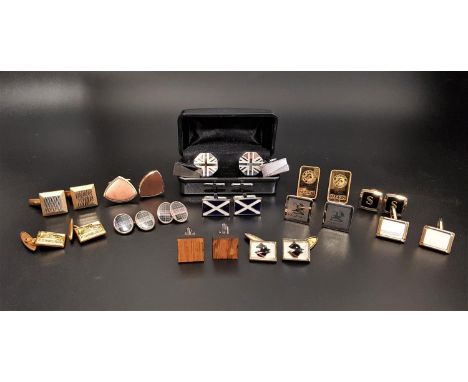 LARGE SELECTION OF CUFFLINKSof various designs including an Essex crystal style pair with black Scottie dogs, an African Gold