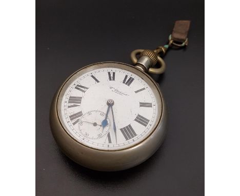 MILITARY POCKET WATCHthe white enamel dial named to W. Ehrhardt London, with Roman numerals and subsidiary seconds dial, with