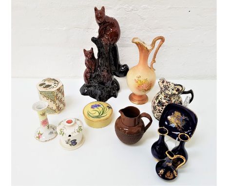 SELECTION OF DECORATIVE CERAMICSincluding a pair of gilt decorated Limoges miniature vases with matching jug, 12.8cm and 11cm