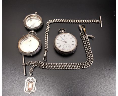 VICTORIAN SILVER CASED POCKET WATCH the white enamel dial with Roman numerals and subsidiary seconds dial marked 'John Walker