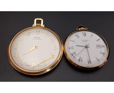 TEN CARAT GOLD PLATED SEKONDA POCKET WATCHwith nineteen jewel movement and made in the USSR, the white enamel dial with Roman