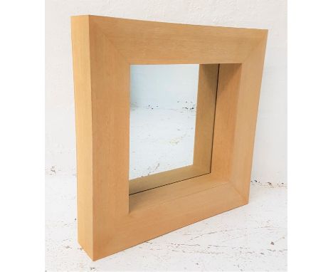 LIGHT OAK SQUARE WALL MIRRORwith an inset square plate, 61cm x 61cm 