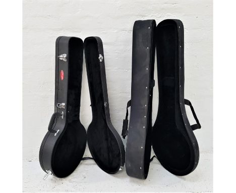 TWO BANJO CASESone hard shell by Stagg, the other a hybrid shell, both with faux fur fitted linings, the largest 107cm long 