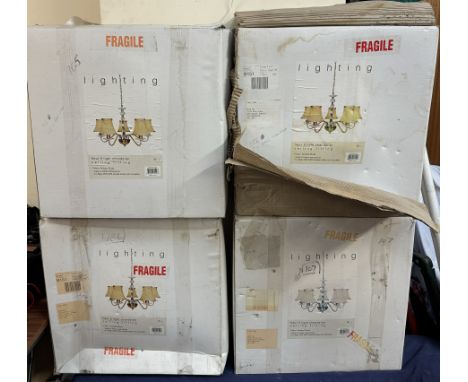 Four boxed five light chandeliers 