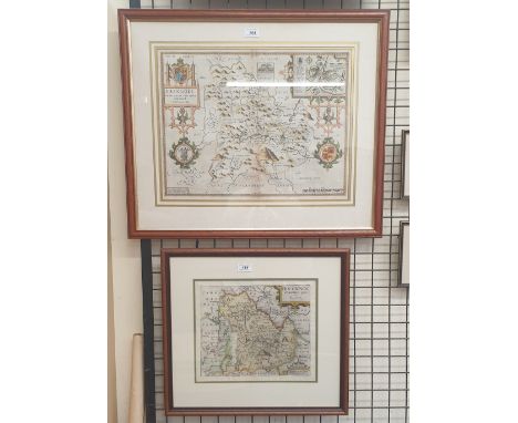 A John Speede Map of Breknoke, both shyre and twone described ann. Domini 1610, later hand coloured together with a Saxton ma