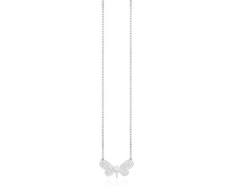 A DIAMOND PENDANT NECKLACEDesigned as a butterfly, the body set with a pear-shaped diamond, the wings pavé-set with brilliant