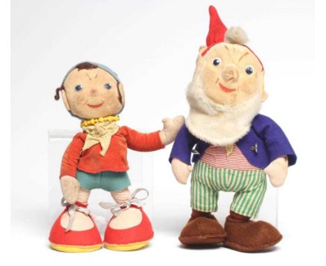 Two Merrythought Noddy dolls, comprising Noddy himself and Big Ears, both in original outfits and bearing maker's label to fo