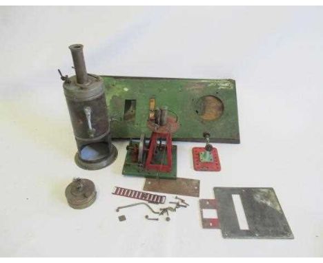 Disassembled Bing steam engine with vertical boiler and steam engine, wood/tin base, F-P (Est. plus 24% premium inc. VAT)