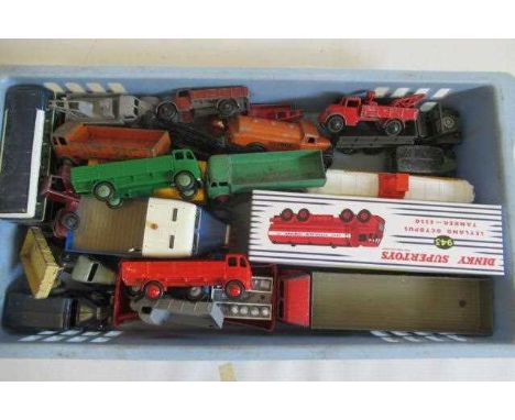 Unboxed Dinky vehicles including buses, trucks and tankers, and an Atlas Leyland Esso tanker, F-P (Est. plus 24% premium inc.