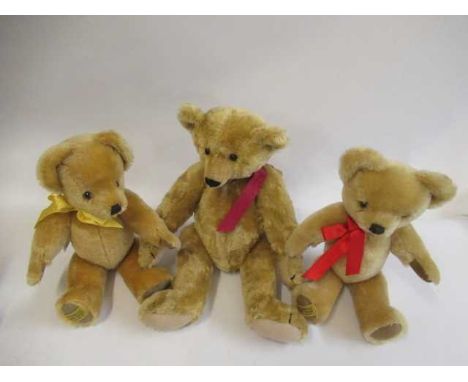 Three collectors teddy bears, comprising a 16 1/2" Whittle-Le-Woods bear called Oliver, and two Merry Thought bears, all with