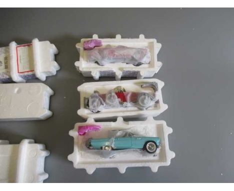 Franklin Mint 1928 Stutz Black Hawk, 1957 Chevrolet Corvette and 1956 Ford Thunderbird, all items boxed, E-M (Est. plus 24% p