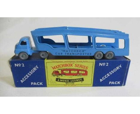 Matchbox Accessory Pack A2 Bedford car transporter, black lettering, small tear to box flap, box G, model M (Est. plus 24% pr