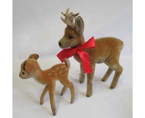 Two 1950s Steiff deer, comprising a Bambi with silver ear button and a Rehbock, largest 35cm (Est. plus 24% premium inc. VAT)