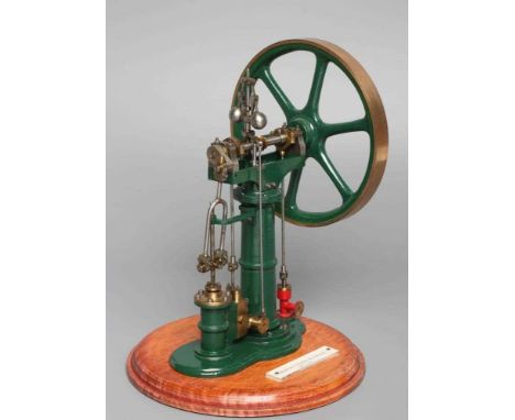 A Benson's single cylinder vertical steam engine, non reversing pillar engine with working governor and water pump. This is a