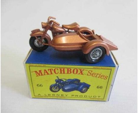 Matchbox 66b Harley Davidson and side car, box M, model M (Est. plus 24% premium inc. VAT)