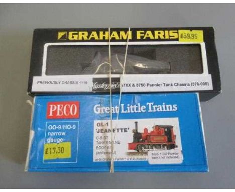Peco 009 narrow gauge tank engine kit GL1 Janette with Graham Farish Pannier tank chassis, both items boxed M (unchecked for 