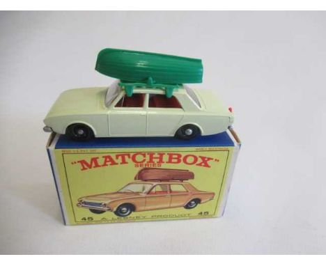 Matchbox 45b Ford Corsair with boat red interior with silver painted base, box M, model M (Est. plus 24% premium inc. VAT)