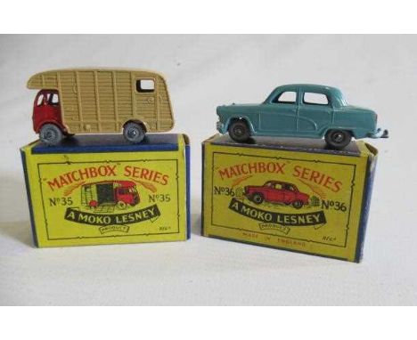 Matchbox 35a E.R.F. Marshall horse box, 52mm, box M, model M, 36a Austin A50 Cambridge, box E, model M (Est. plus 24% premium