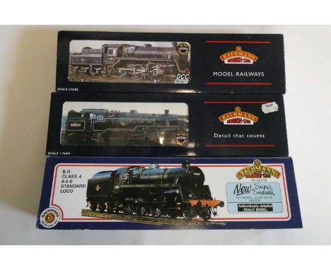 Three Bachmann locomotives comprising B.R. Class 4 4-6-0 75078, B.R. Class 4MT 2-6-0 76053 and B.R. Class 4MT Tank 80061, box