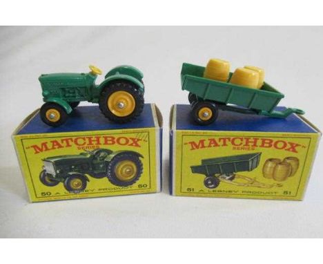 Matchbox 50b John Deere tractor, box M, model M and 51 Tipping Trailer, box M, model M (Est. plus 24% premium inc. VAT)