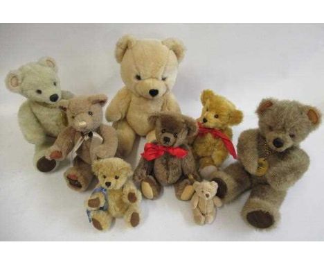 Eight collectors teddy bears, including a limited edition Canterbury Bears bear by John Mande, and examples by Little Folk, I