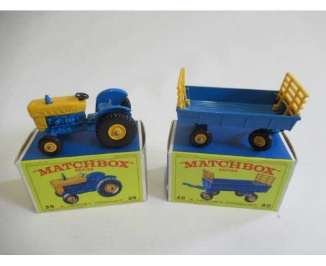 Matchbox 39c Ford Tractor, box M, model M and 40c Hay Trailer, box M, model M (Est. plus 24% premium inc. VAT)