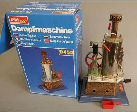 Wilesco D455 vertical steam engine, boxed G-E (Est. plus 24% premium inc. VAT)