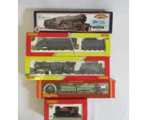 Hornby 0-4-0 ST 2000, B49 Cheshire, Railroad Tornado, Railroad A4 Falcon and Bachmann V2, box G-E (Est. plus 24% premium inc.