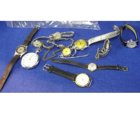 Bag of assorted watches to include: various gent's wrist watches; Ingersoll Debor; Sekonda; Lorus pocket watches; Europa alar