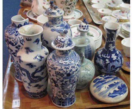 Group of assorted Chinese porcelain vases, cushion shaped bowl etc. (8)